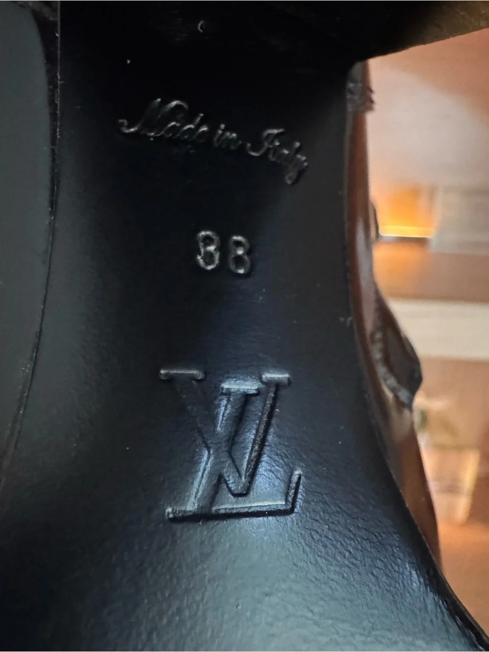 Louis Vuitton Black Patent Lace-Up Chunky Heel Ankle Boots with White Laces